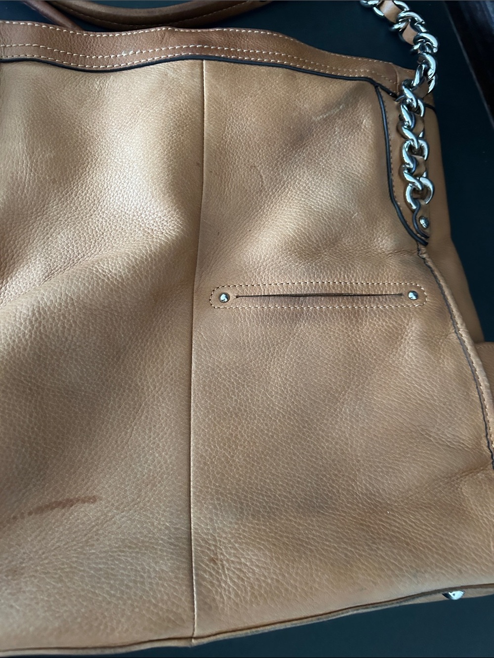 b. makowsky Tan Leather Chain-Accent Shoulder Bag - Picture 17 of 17